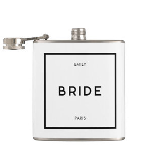 Chique minimale Franse zwart-wit bruidsnaam Heupfles