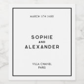 Chique minimale Franse zwart-wit bruiloft Wijn Etiket (Enkel label)