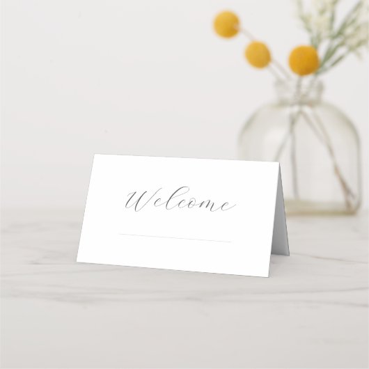 Chique minimale witte script bruiloft tabel (Voorkant)