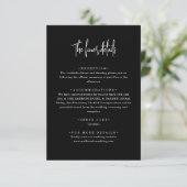 Chique minimalistisch zwart handgeschreven script  informatiekaartje (Staand voorkant)