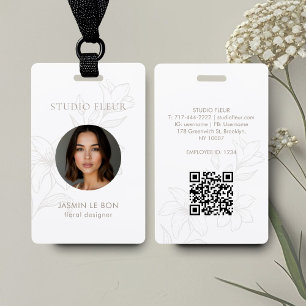 Chique Minimalistische Bloemige Zakelijke Visiteka Badge