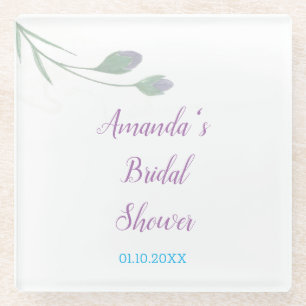Chique Minimalistische Bruidsdouche Bloemen Glazen Onderzetter