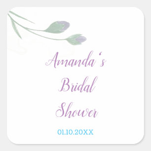 Chique Minimalistische Bruidsfeest Bloemen Vierkante Sticker