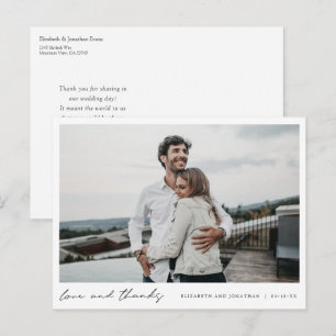 Chique minimalistische foto bruiloft dank u briefkaart