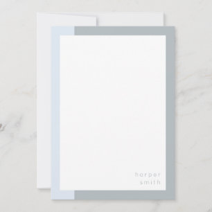 Chique Minimalistische Gepersonaliseerde Naam Blau Notitiekaartje