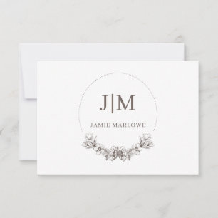 Chique Minimalistische Initiaal naam Monogram Grij Notitiekaartje
