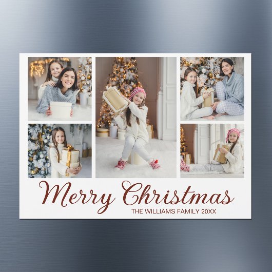 Chique Minimalistische Kerst Foto Collage Magneet