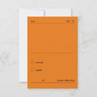 Chique Minimalistische Oranje Trouw-RSVP RSVP Kaartje