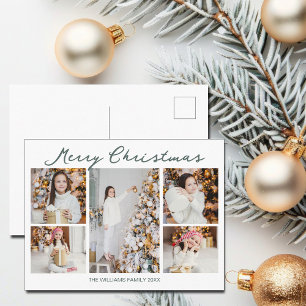 Chique Minimalistische Prettig Kerst Foto Collage Feestdagenkaart