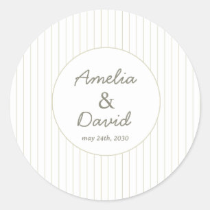 Chique Minimalistische Streep Groen Huwelijk Ronde Sticker