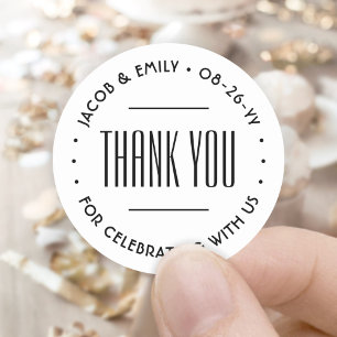 Chique minimalistische typografie Bedankt Black &  Ronde Sticker