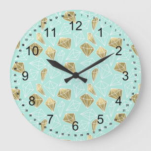 Chique Mint en Gouden Diamanten Grote Klok