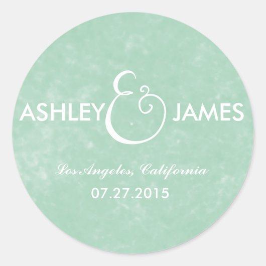 CHIQUE MINT GROENE WATERVERF BRUILOFT STICKERS (Voorkant)