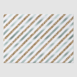 Chique Mint Wit Goud Glitter Strepen Tissuepapier