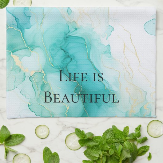 Chique Mint Witgouden Bruidsdouche Theedoek (Gevouwen)