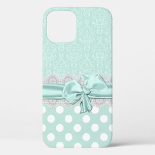Chique Mintgroene Damast iPhone 12 Hoesje