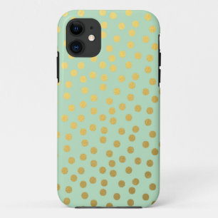 Chique mintgroene gouden stippen iPhone 11 hoesje