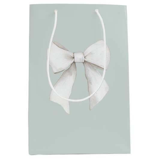 Chique Mintgroene Witte Hartjes Bruidsfeest Medium Cadeauzakje (Voorkant)