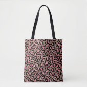 Chique mocha mousse, roze en zwart Leopard Print Draagtas (Voorkant)