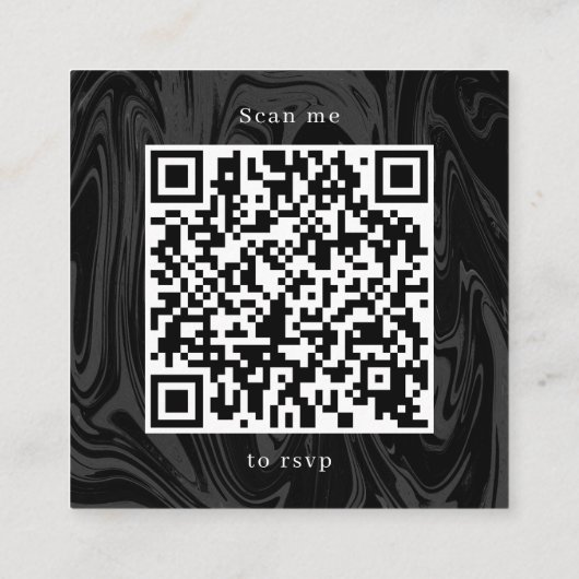 Chique modern abstract zwart marmer informatiekaartje (Achterkant)