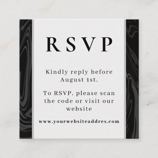 Chique modern abstract zwart marmer informatiekaartje (Voorkant)