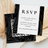 Chique modern abstract zwart marmer informatiekaartje