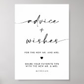 Chique Modern Advies en Wensen Trouwtafel Teken Poster (Voorkant)