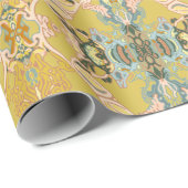 Chique Modern Barokpatroon in Roze Goud Blauw Cadeaupapier (Rol Hoek)