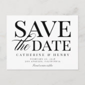 Chique Modern Bold Zwart Wit Bruiloft Save the Dat Aankondigingskaart (Voorkant)