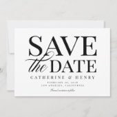 Chique Modern Bold Zwart Wit Bruiloft Save the Dat Kaart (Voorkant)