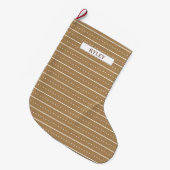 Chique Modern Bruin en Wit Patroon Monogram Grote Kerstsok (Voorkant (Hangend))