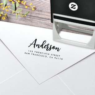 Chique Modern Calligrafie Script Naam Retouradres Zelfinktende Stempel