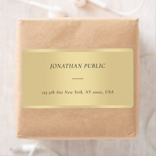 Chique Modern Cursive Font Sjabloon Gold Verzendin Etiket (Insitu)