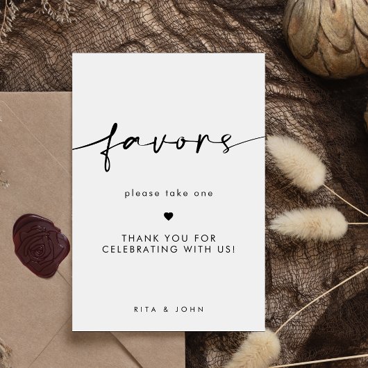 Chique Modern Favor Bruiloft Tafel Teken Poster