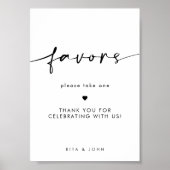 Chique Modern Favor Bruiloft Tafel Teken Poster (Voorkant)