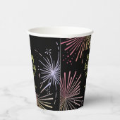 Chique Modern Kleurrijk Vuurwerk Zwart Verjaardag Papieren Bekers (Rechts)