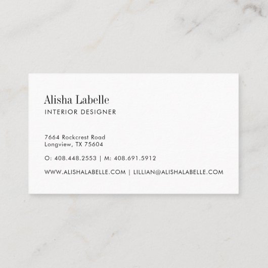 Chique & modern lichtgrijs geplakt visitekaartje (Achterkant)