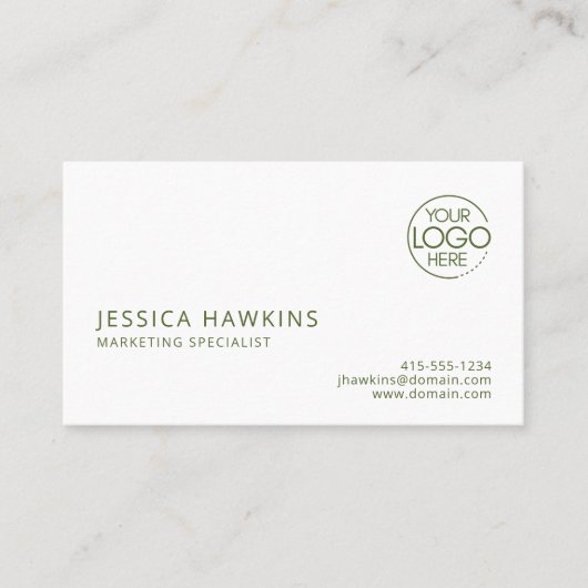 Chique Modern Logo Olive Green Professional Visitekaartje (Voorkant)