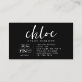 Chique modern minimalistisch zwart visitekaartje (Achterkant)