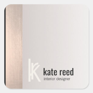 Chique Modern Monogram Roos Gouden Streep Taupe Gr Vierkante Sticker