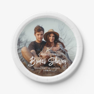 Chique Modern Script en foto Minimale Vrijgezellen Papieren Bordje