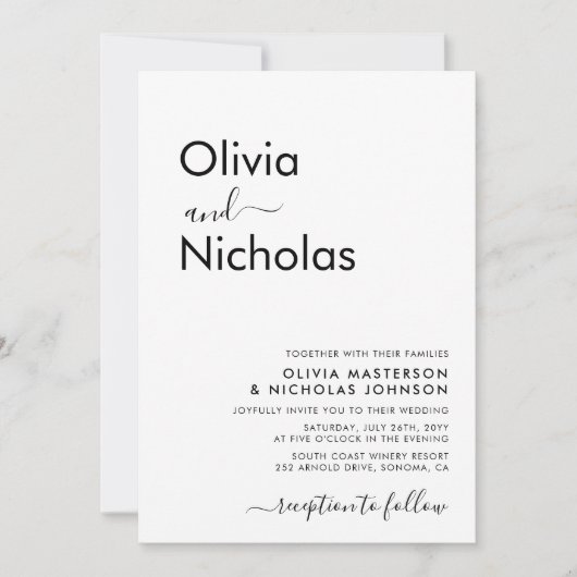 Chique Modern Typografie Script Monogram Bruiloft Kaart (Voorkant)