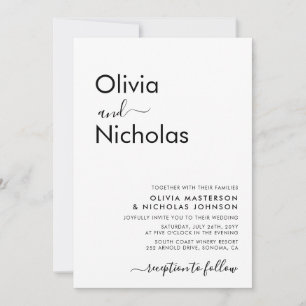 Chique Modern Typografie Script Monogram Bruiloft Kaart