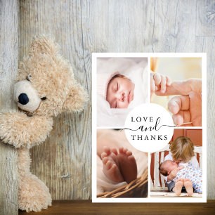Chique Moderne 4 Foto Baby Shower Dank Je Wel Briefkaart
