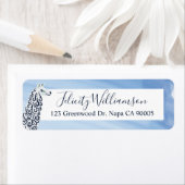 Chique, Moderne Blauwe Waterverf & Llama Illustrat Etiket (Insitu)