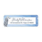 Chique, Moderne Blauwe Waterverf & Llama Illustrat Etiket (Voorkant)