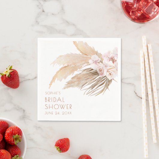 Chique Moderne Boho Pampas Gras Bruiloft Feest  Servet (Insitu)