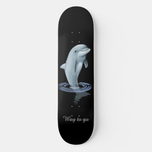 Chique moderne dolfijn en schrift op zwart skateboard (Voorkant)