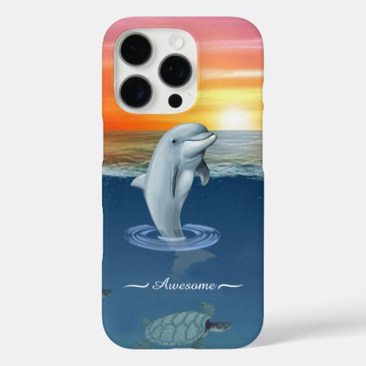 Chique moderne dolfijn, schildpadden en script op Case-Mate iPhone case (Achterkant)