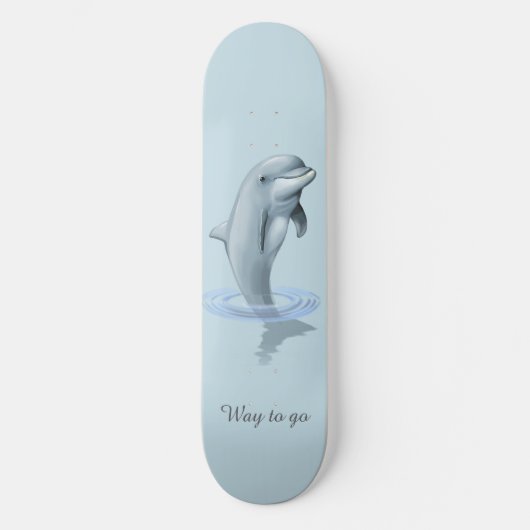 Chique moderne dolfijn & schrift op lichtblauw skateboard (Voorkant)